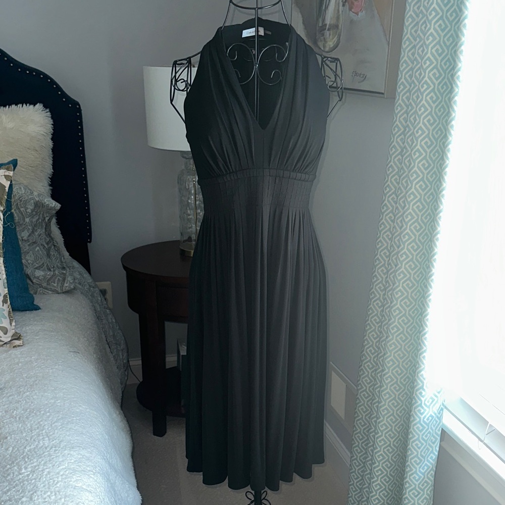 Calvin Klein Black Halter Midi Dress